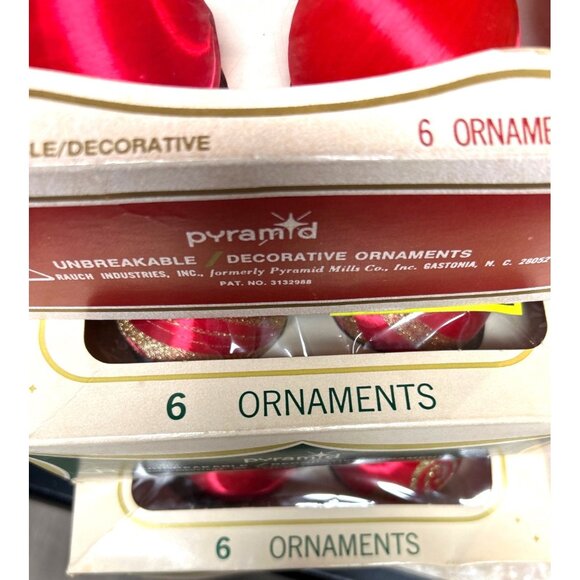 Vintage Pyramid Unbreakable Decorative Ornaments 3 sets of 6 Original Packaging - Picture 8 of 8